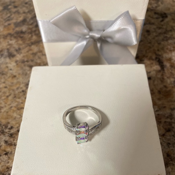 Aurora Borealis Crystal Frost White Stone Cubic Zirconia Sterling Silver Ring 8 - Picture 6 of 13